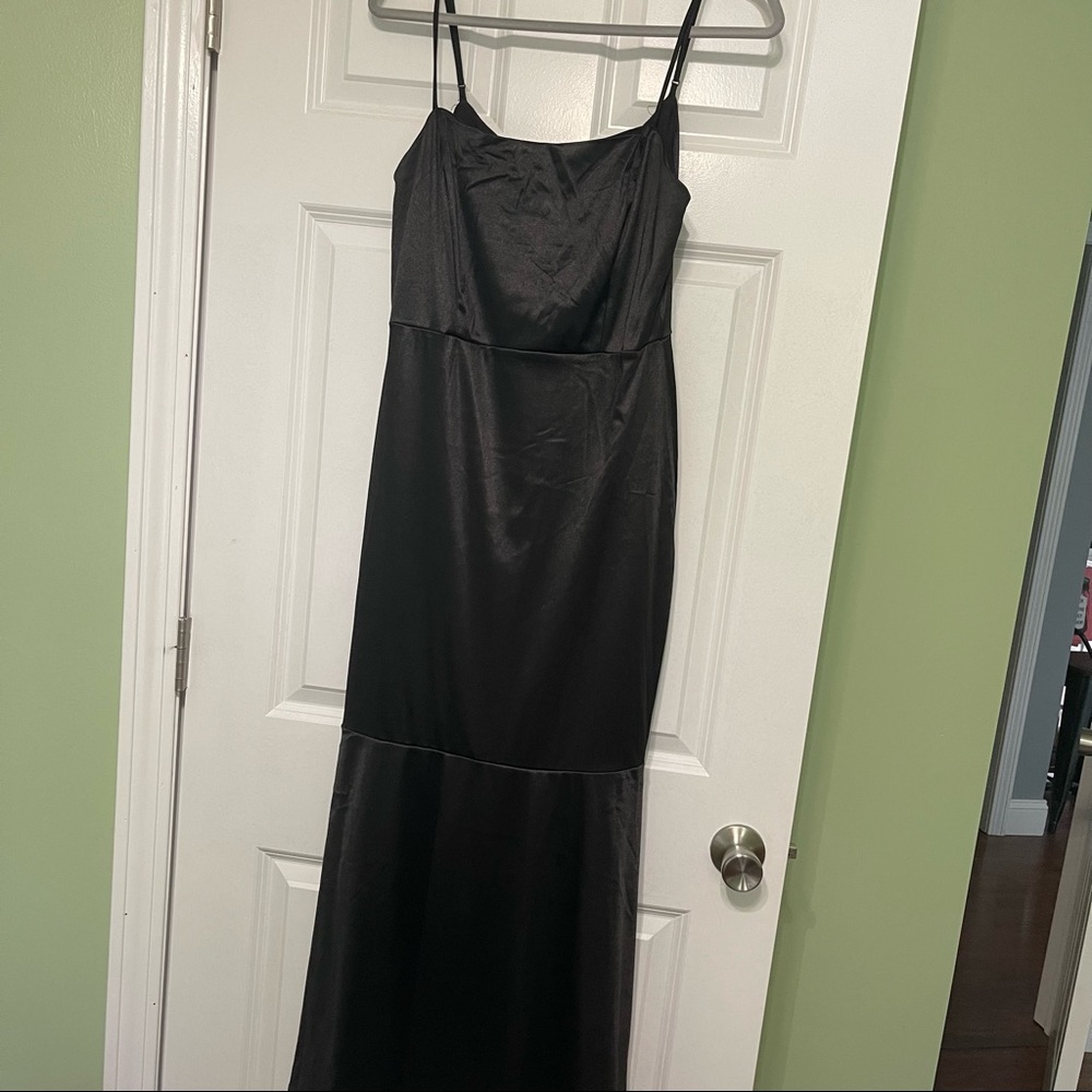 Long black silk dress